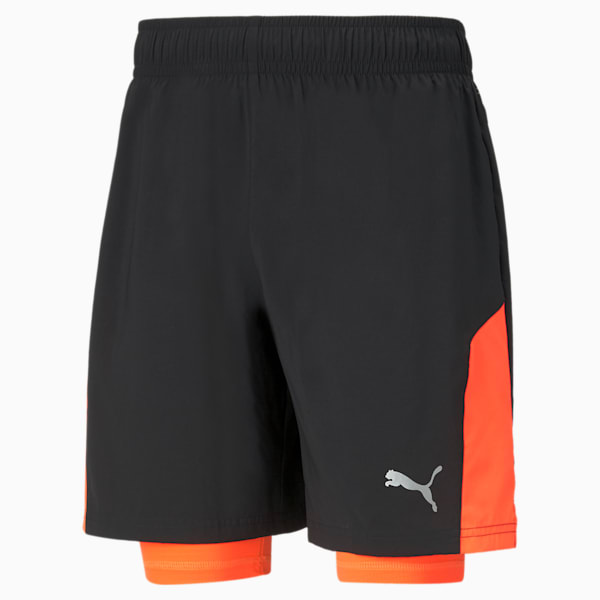 Run Favourite Woven 2-in-1 7" Men's Running Tight Shorts, Puma Black-Lava Blast, extralarge-IND